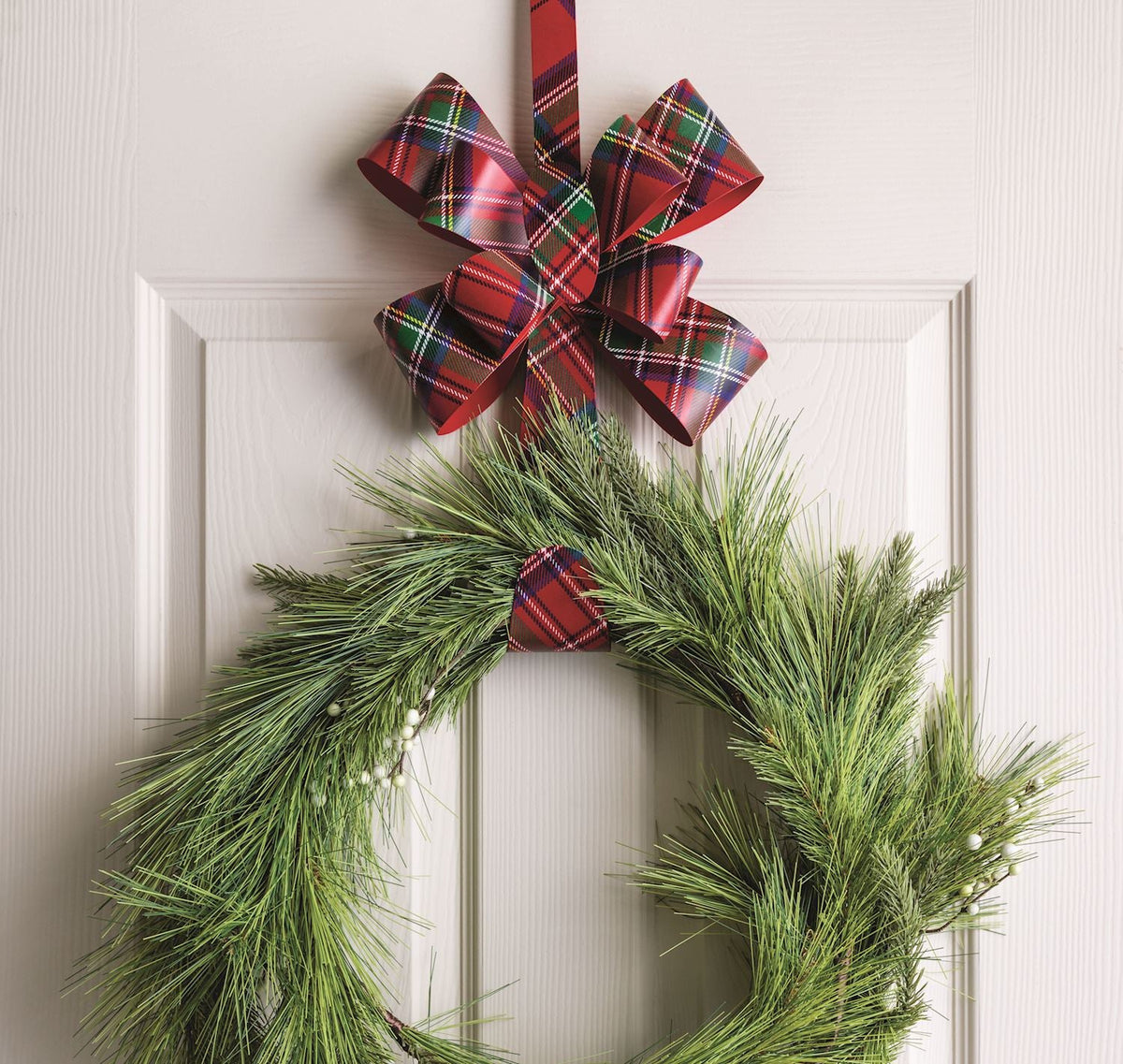 Tartan Bow Metal Wreath Hanger