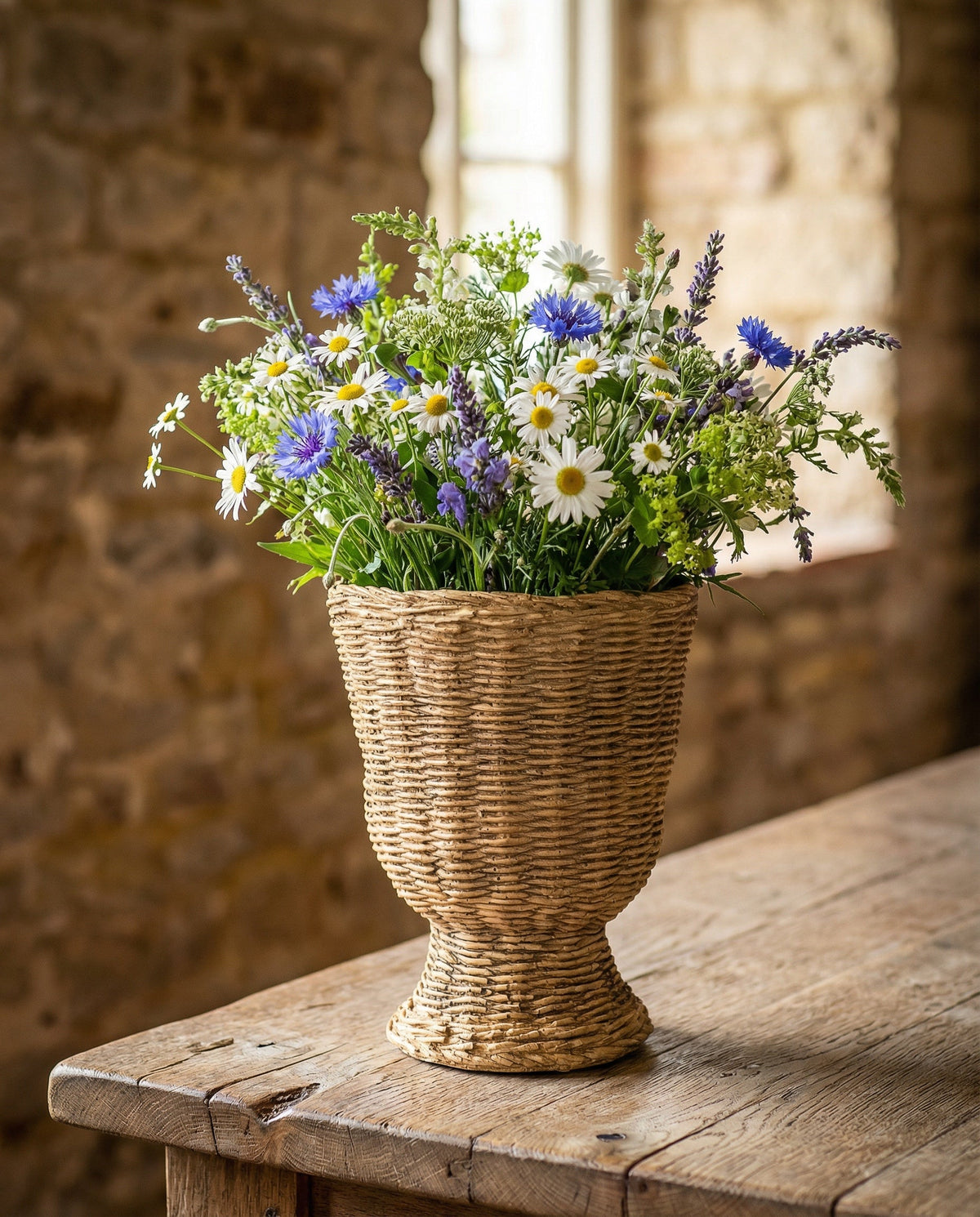 Woven Basket Textured Cement Planter
