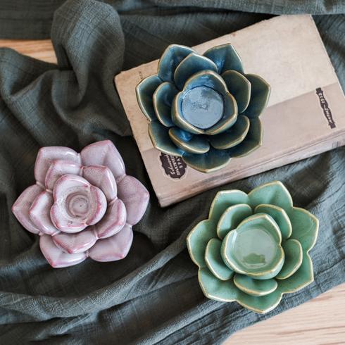 Handmade Ceramic Floral Candle Holder