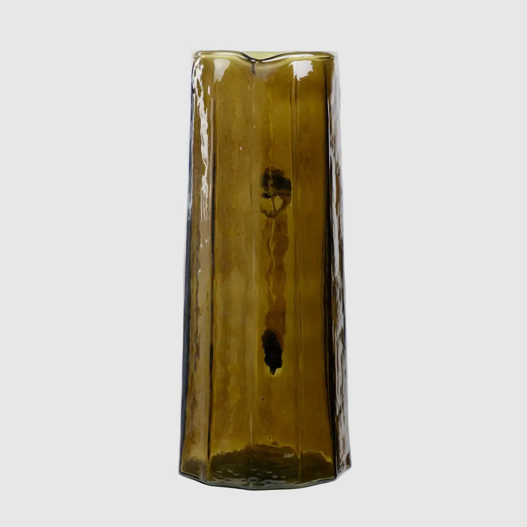 Brown Hammered Water Pitcher | Handcrafted Glass