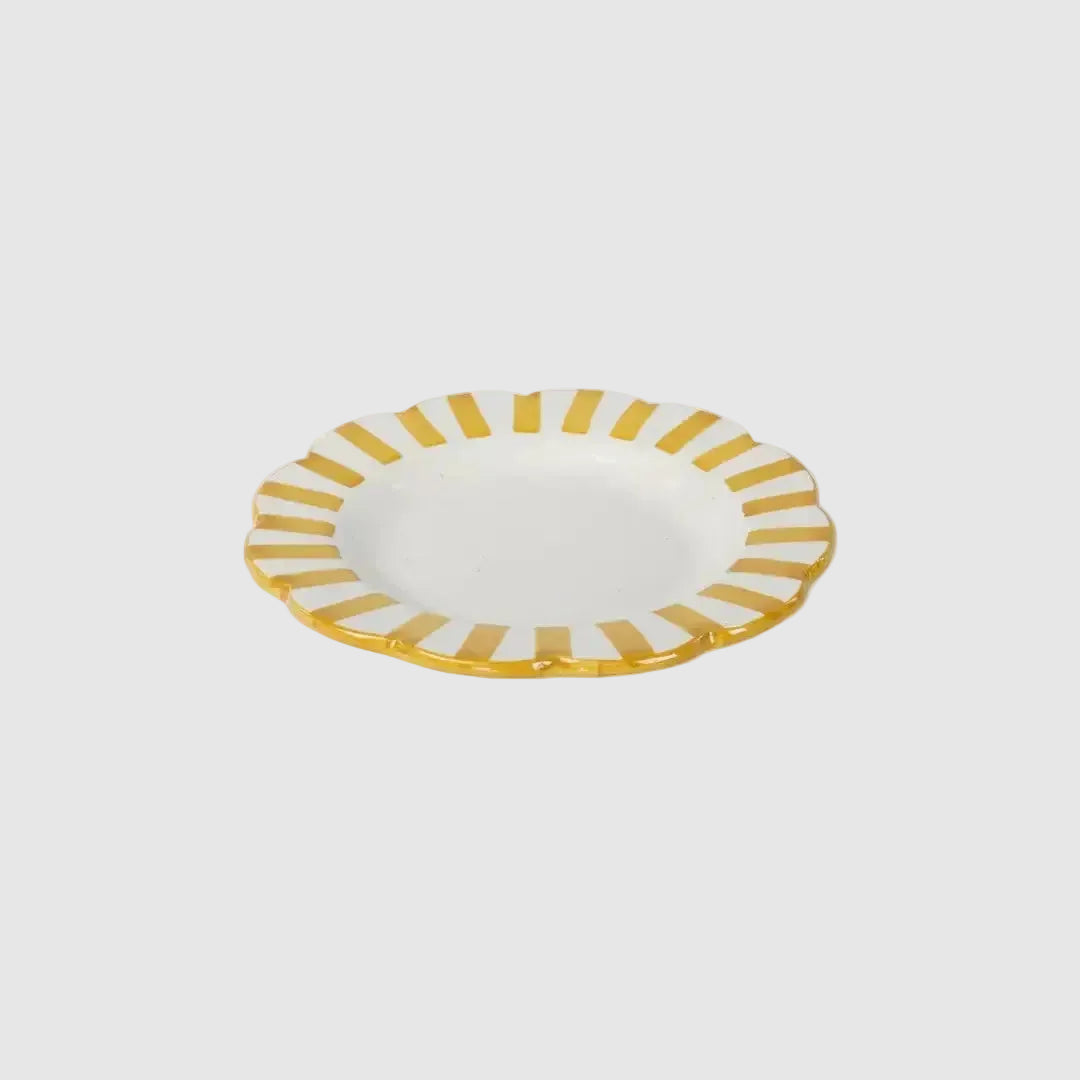 Yellow Stripe Dinner Plate | Handpainted Ceramic (Set of 2)