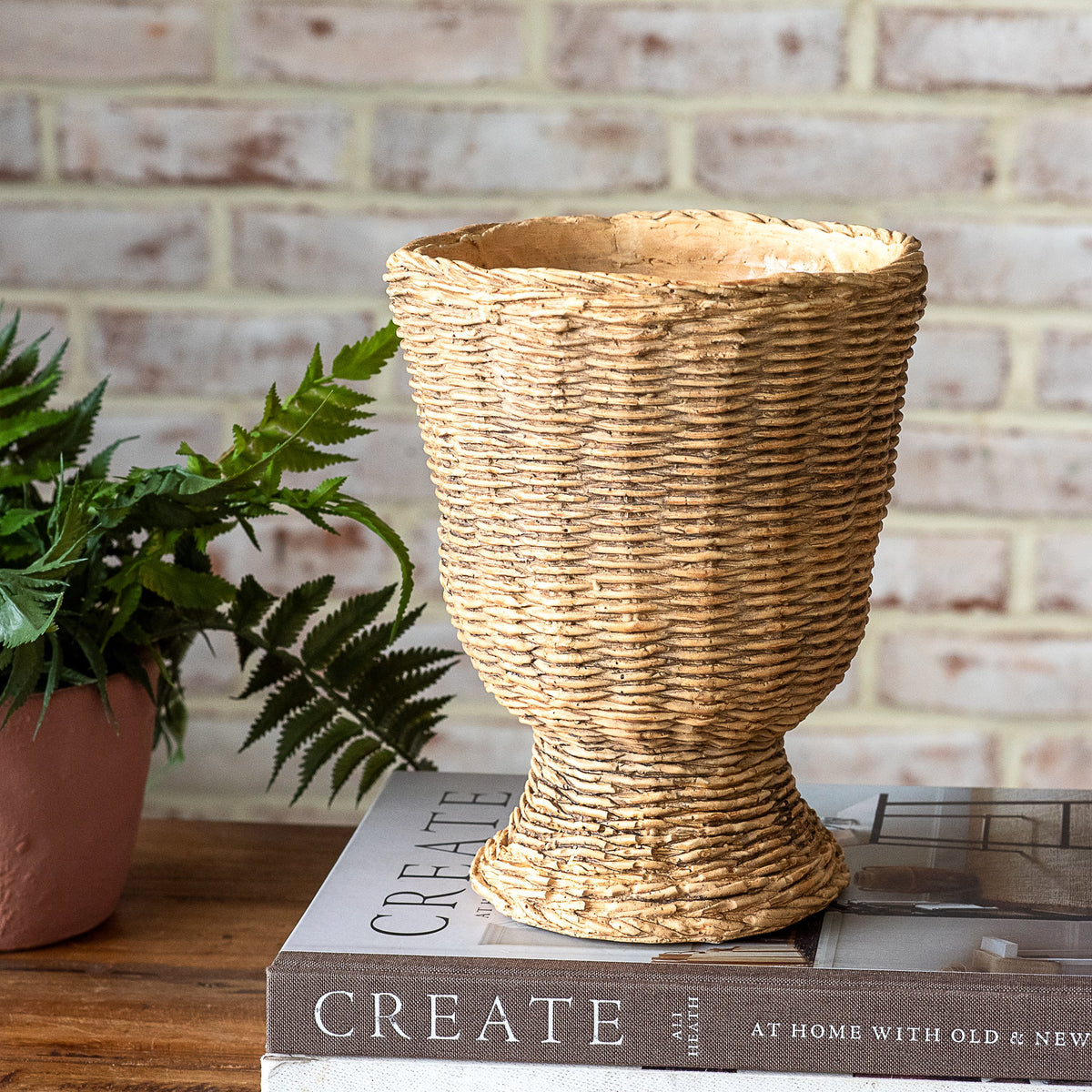 Woven Basket Textured Cement Planter