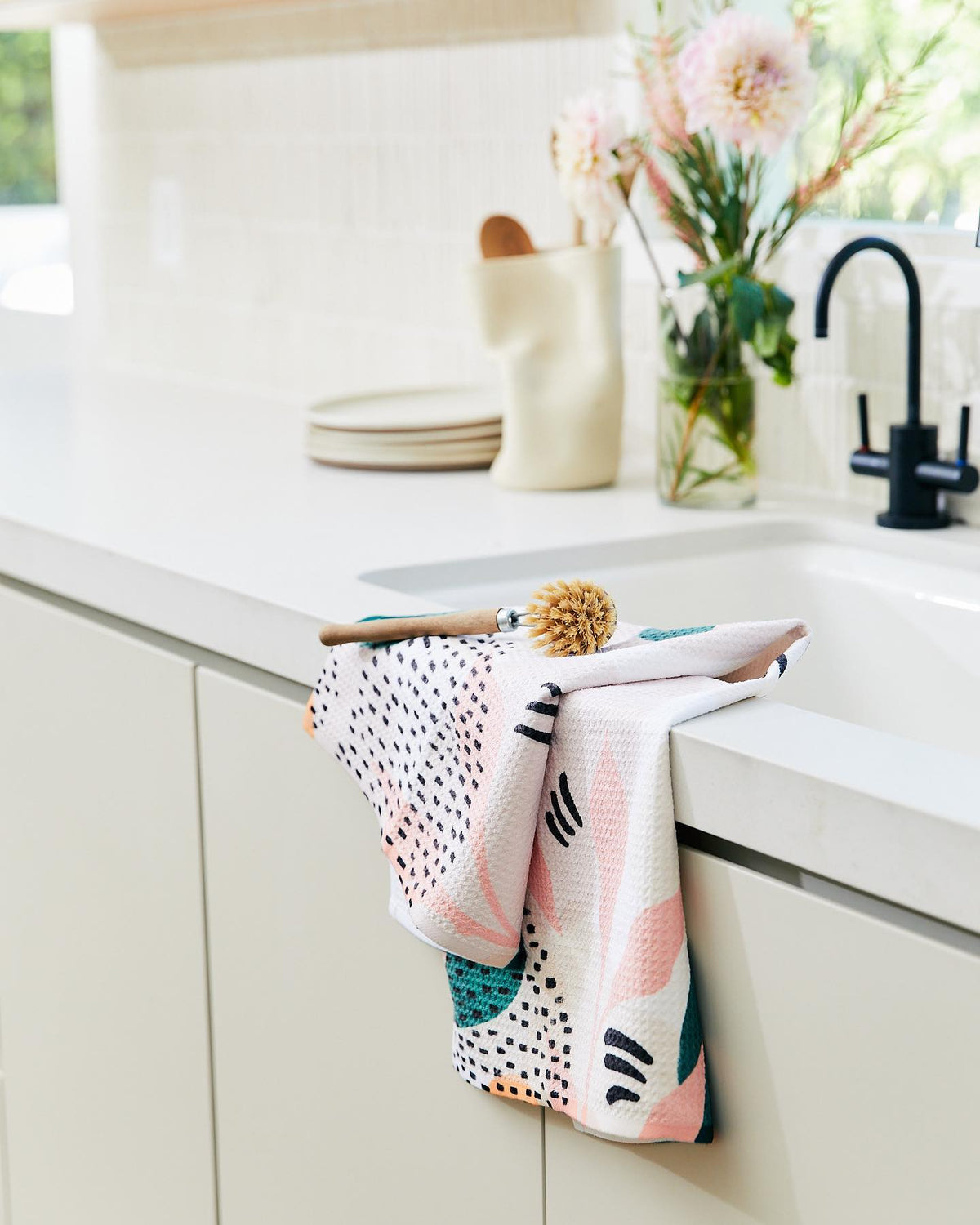 Be Merry Plaid Geometry Tea Towel