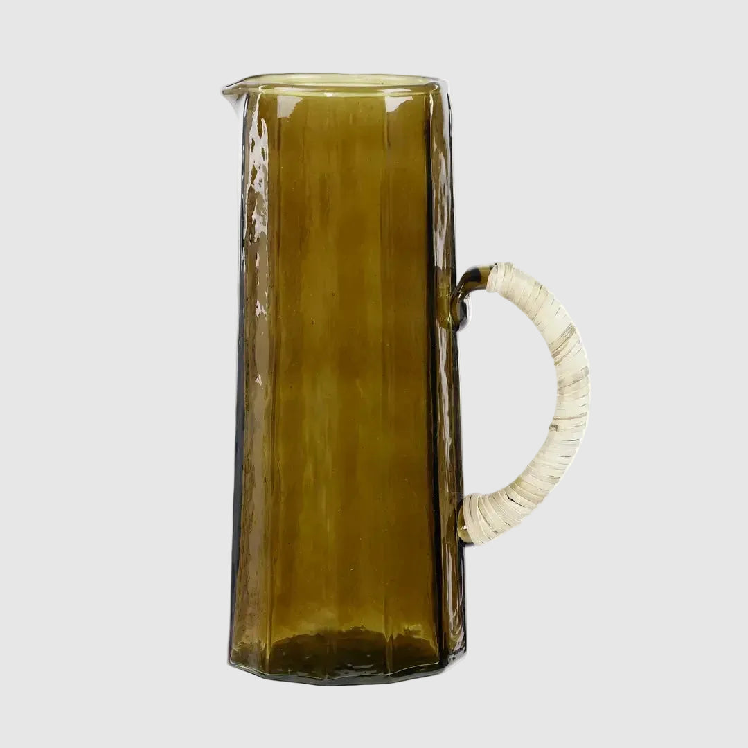 Brown Hammered Water Pitcher | Handcrafted Glass