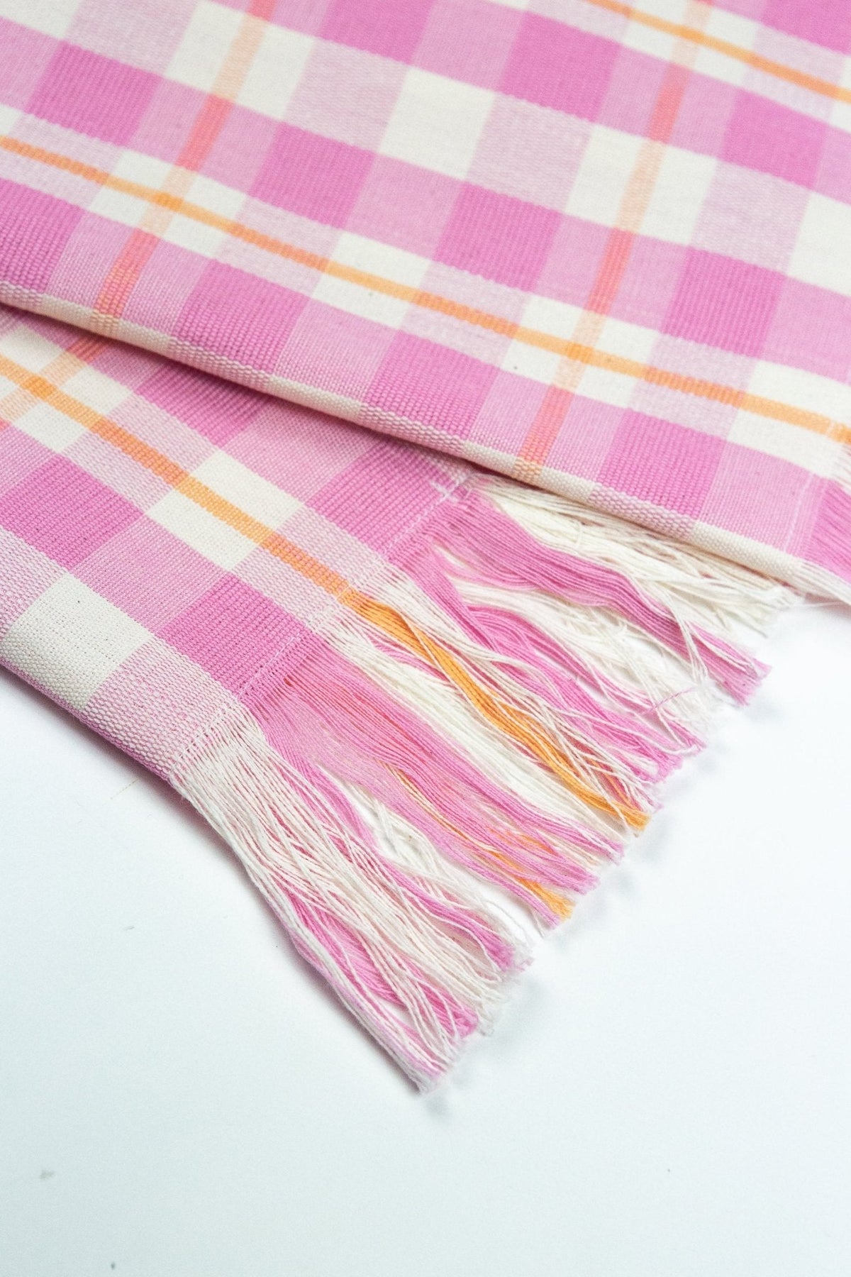 Abigail Plaid Kitchen Towel in Bubblegum and Peach