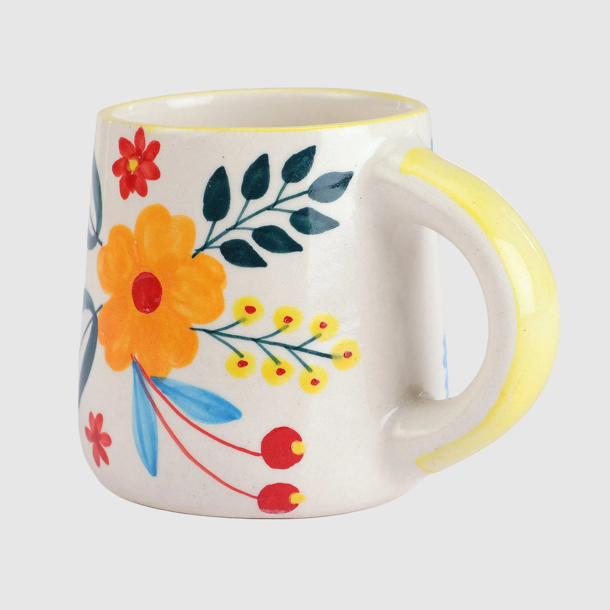 Floral Extravaganza Coffee Mug | Handpainted Stoneware (Set of 2)