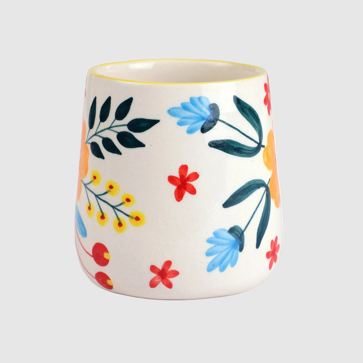 Floral Extravaganza Coffee Mug | Handpainted Stoneware (Set of 2)