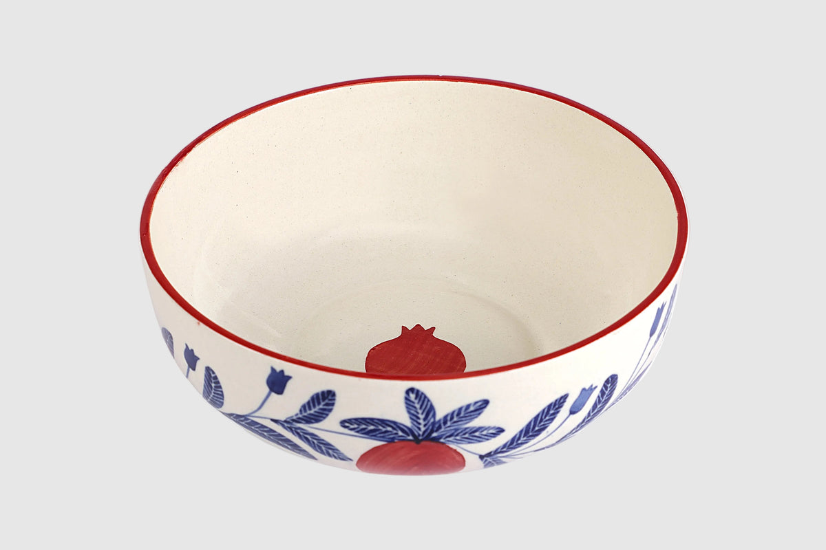Anaar Bowl | Red Handpainted Stoneware Serving | 7 Inch (Set of 2)