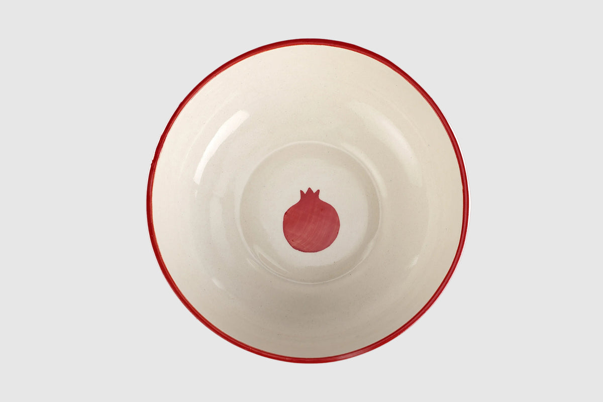 Anaar Bowl | Red Handpainted Stoneware Serving | 7 Inch (Set of 2)