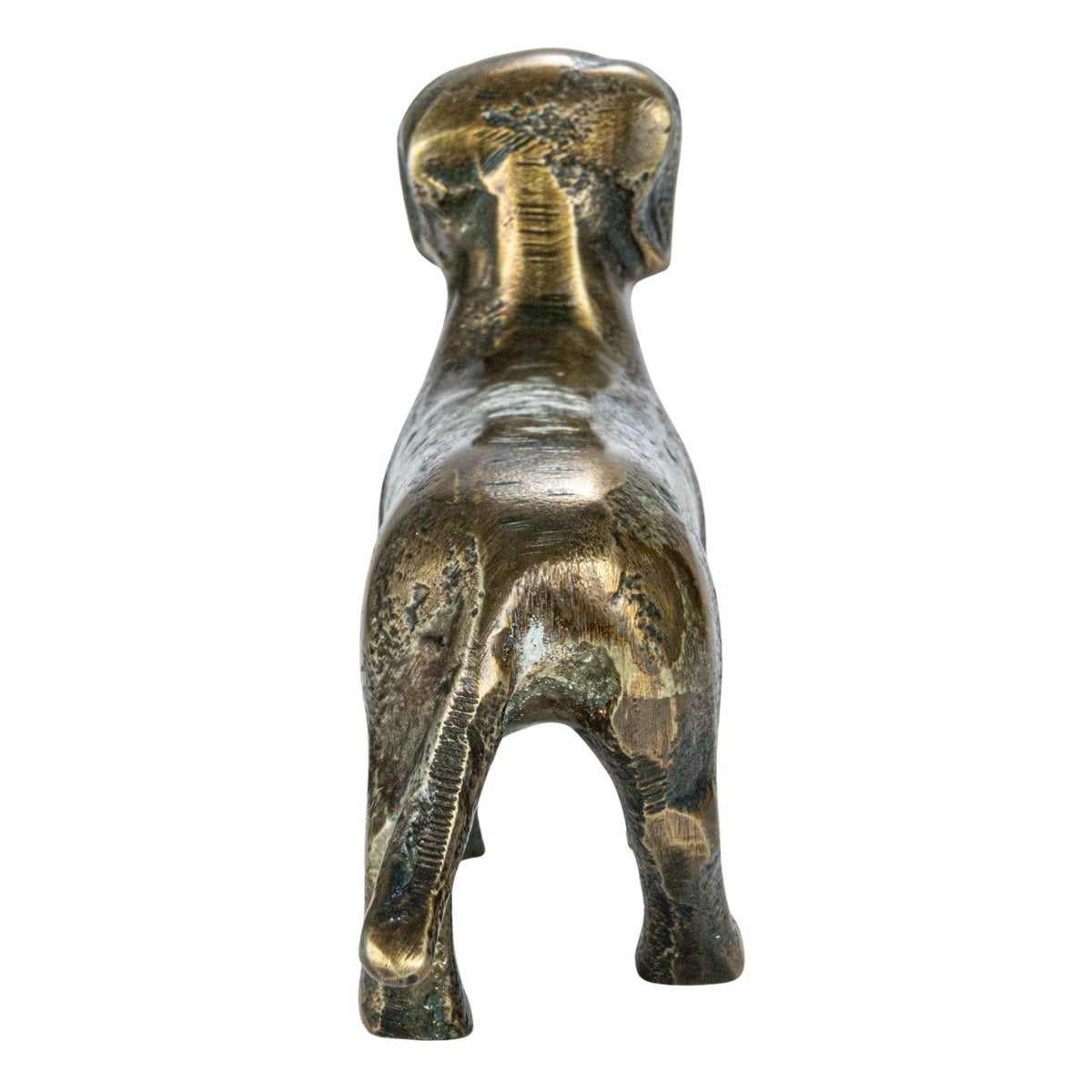 Antique Brass Cast Aluminum Dachshund Wiener Dog Figurine