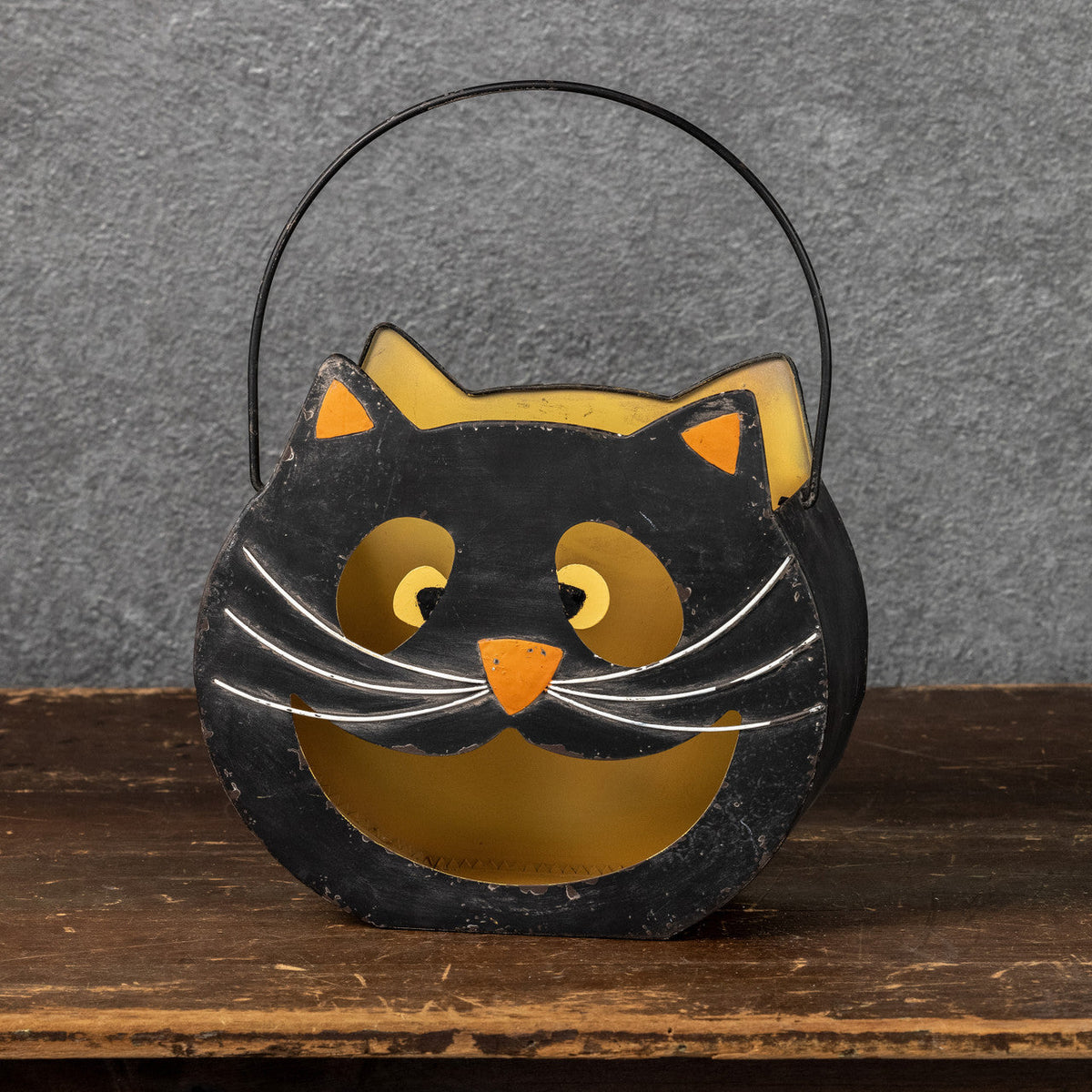 Retro Black Cat Halloween Bucket with Handle | 2 Sizes