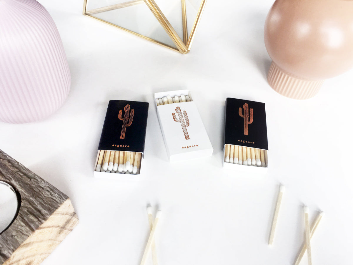 Saguaro Cactus Gold Foil Embossed Match Box | Desert Candle Accessory