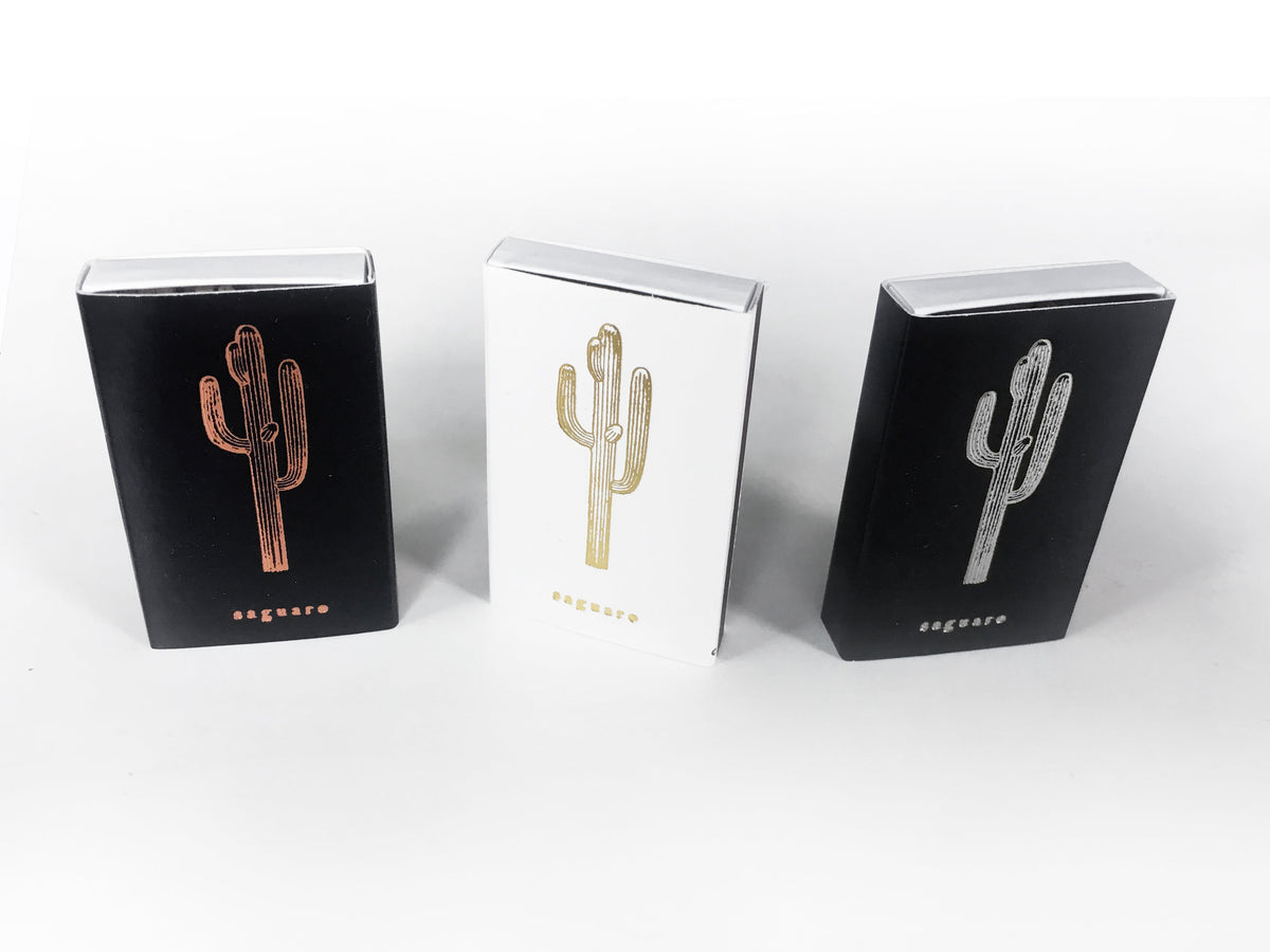 Saguaro Cactus Gold Foil Embossed Match Box | Desert Candle Accessory