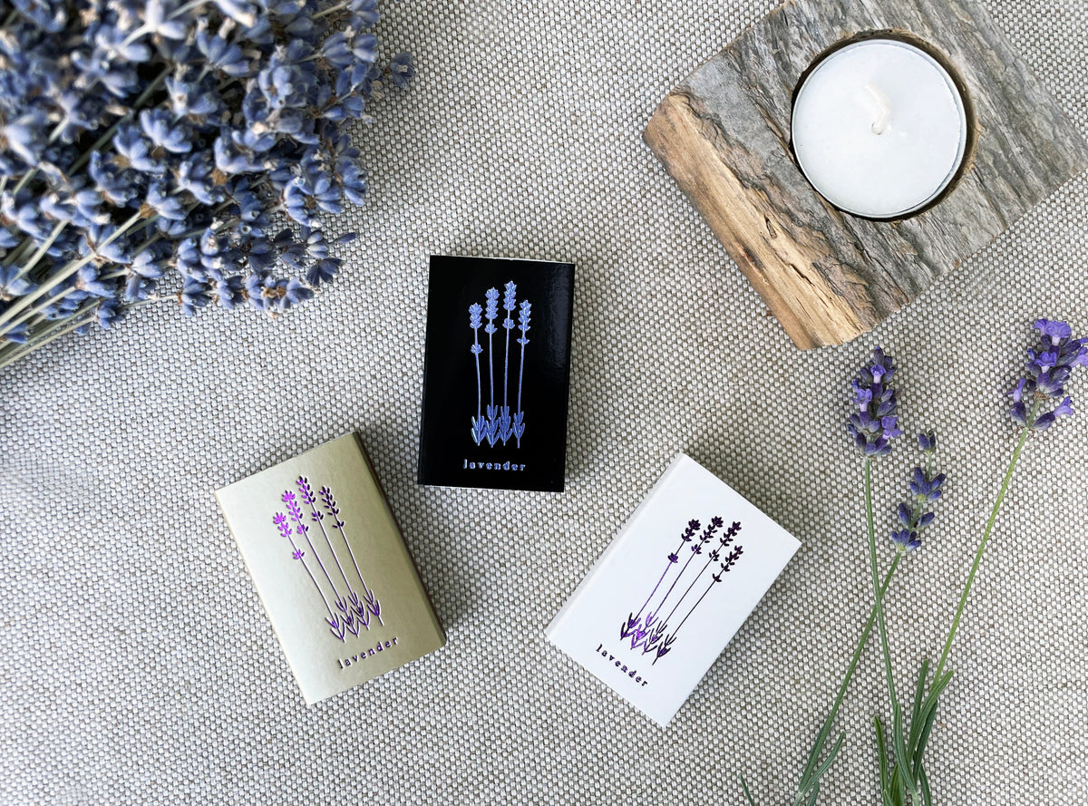 Lavender Foil Embossed Matchbox