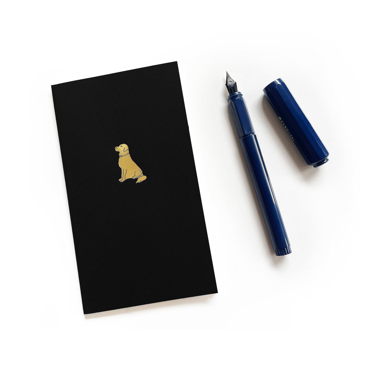 Lab Dog Menagerie Mini Saddle Stitch Notebook. Foil Embossed Blank Book.
