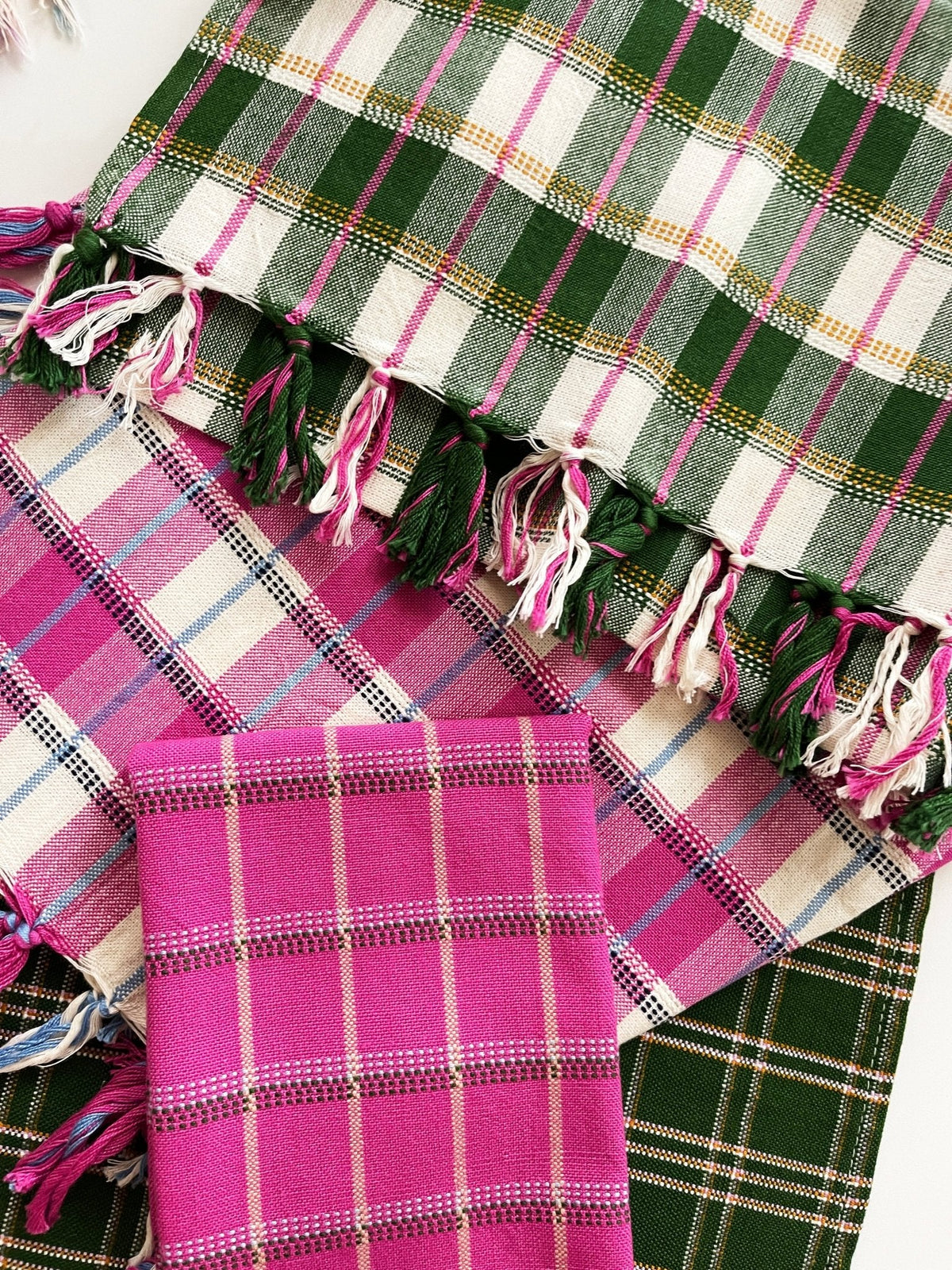 San Andres Gingham Pink & White Kitchen Towel