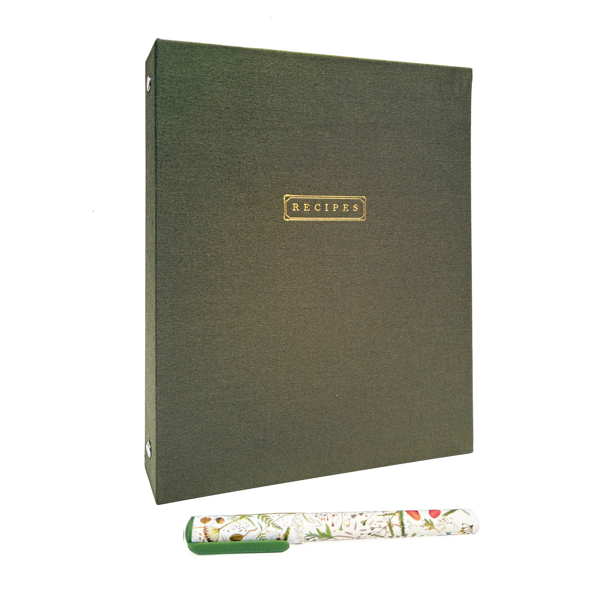 Olive Green Linen Recipes Binder