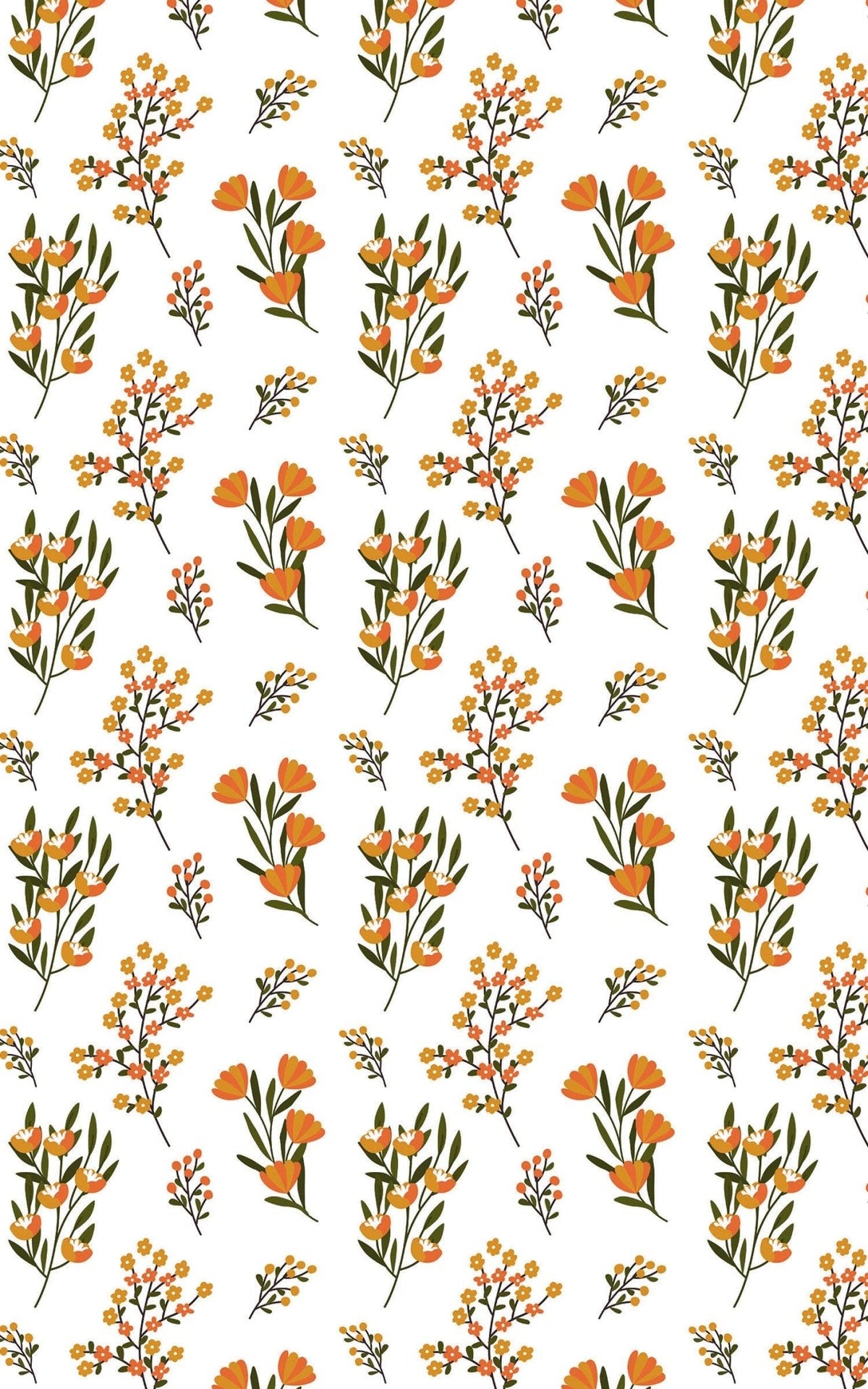 Orange Wild Flowers Wrapping Paper