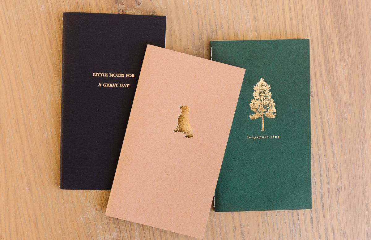 Lab Dog Menagerie Mini Saddle Stitch Notebook. Foil Embossed Blank Book.