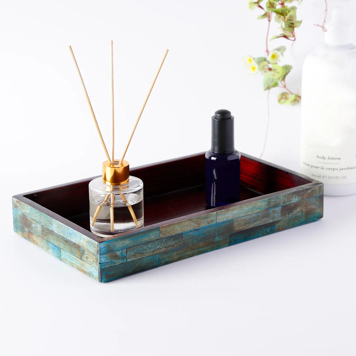 Verdigris Bone Inlay Tray