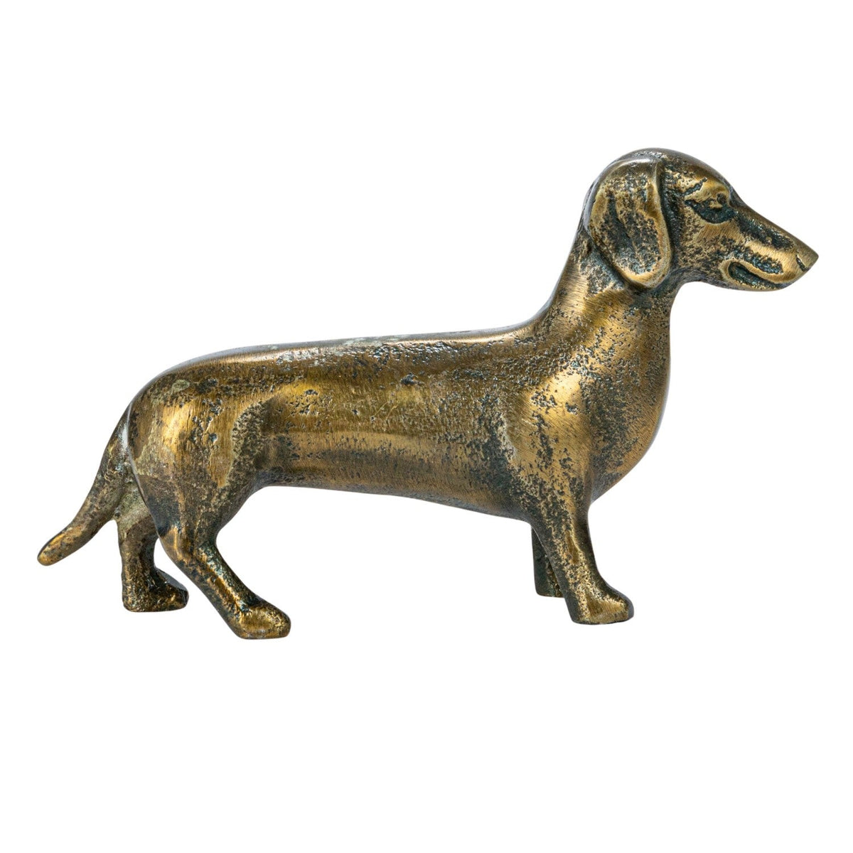 Antique Brass Cast Aluminum Dachshund Wiener Dog Figurine