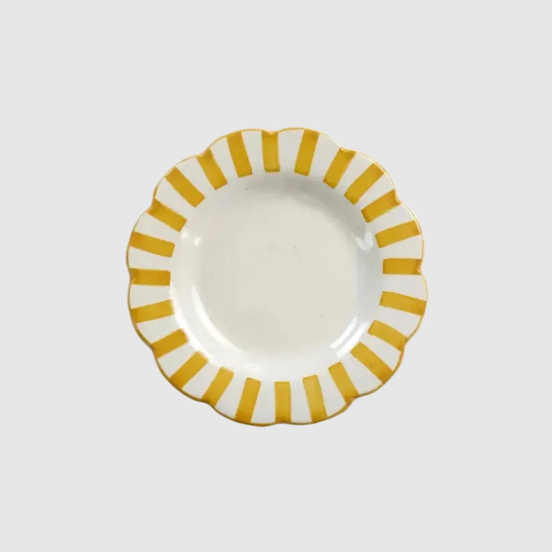 Yellow Stripe Dinner Plate | Handpainted Ceramic (Set of 2)