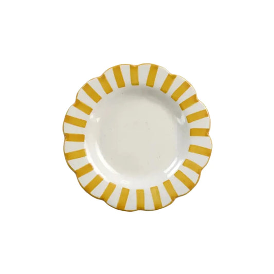 Yellow Stripe Dinner Plate | Handpainted Ceramic (Set of 2)