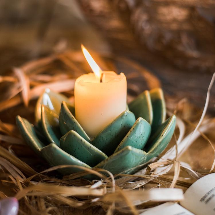 Handmade Ceramic Floral Candle Holder