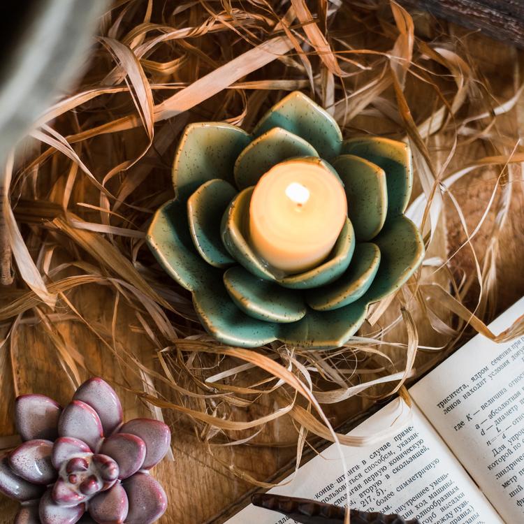 Handmade Ceramic Floral Candle Holder