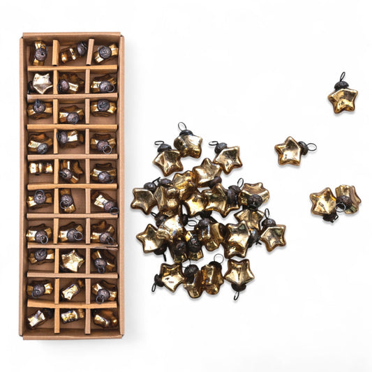 Gold Mercury Glass Star Ornaments (Set of 30)