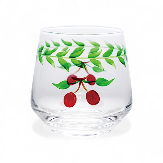 Hand-Painted Cherry Drinking Glass