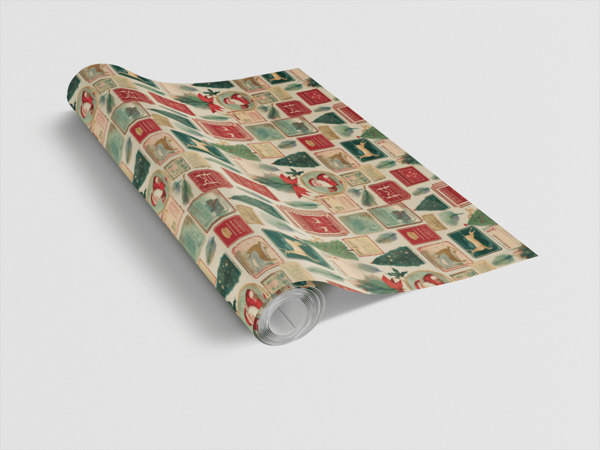 Holiday Stamps Wrapping Paper