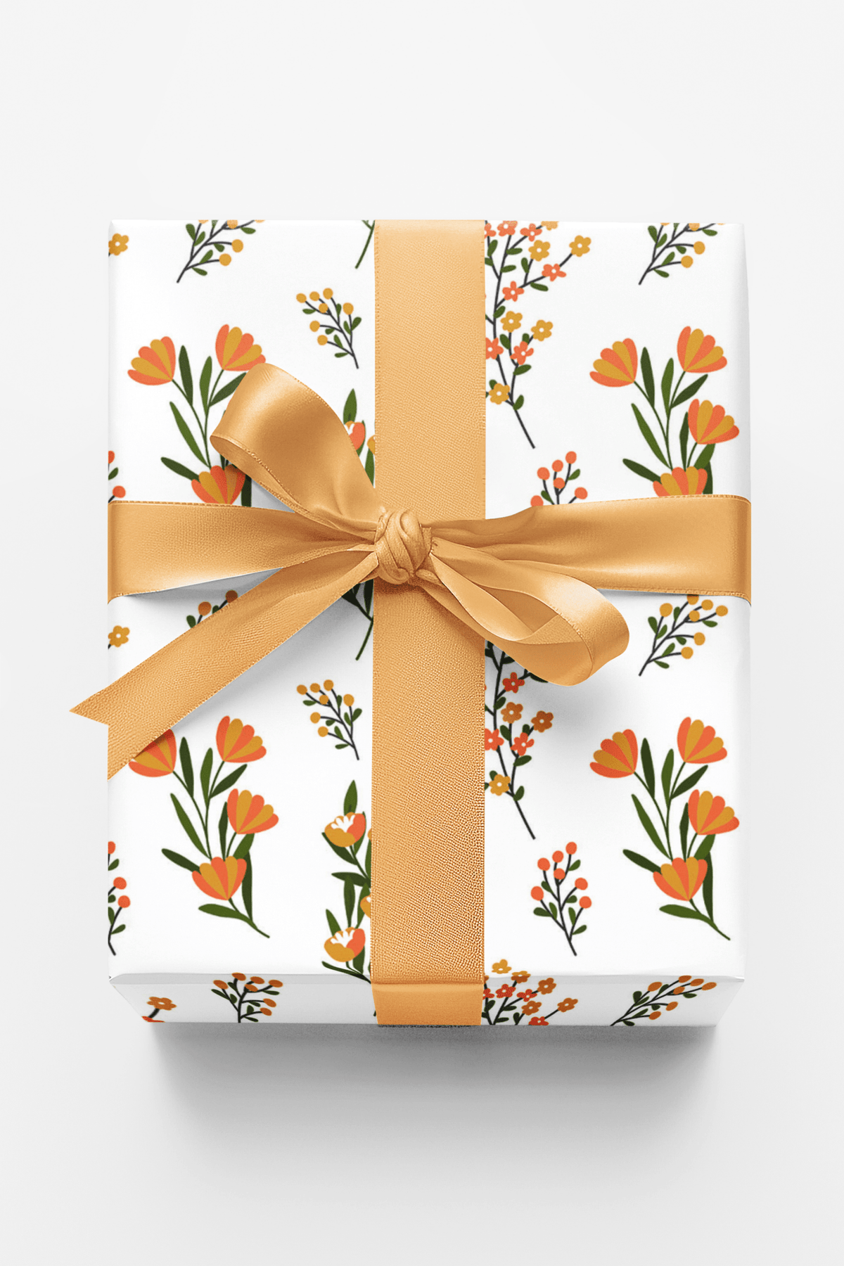 Orange Wild Flowers Wrapping Paper