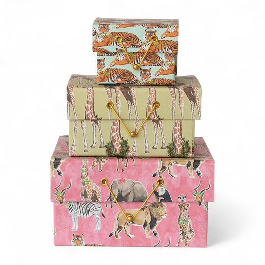 Handmade Safari Animal Recycled Gift Boxes | 3 Sizes