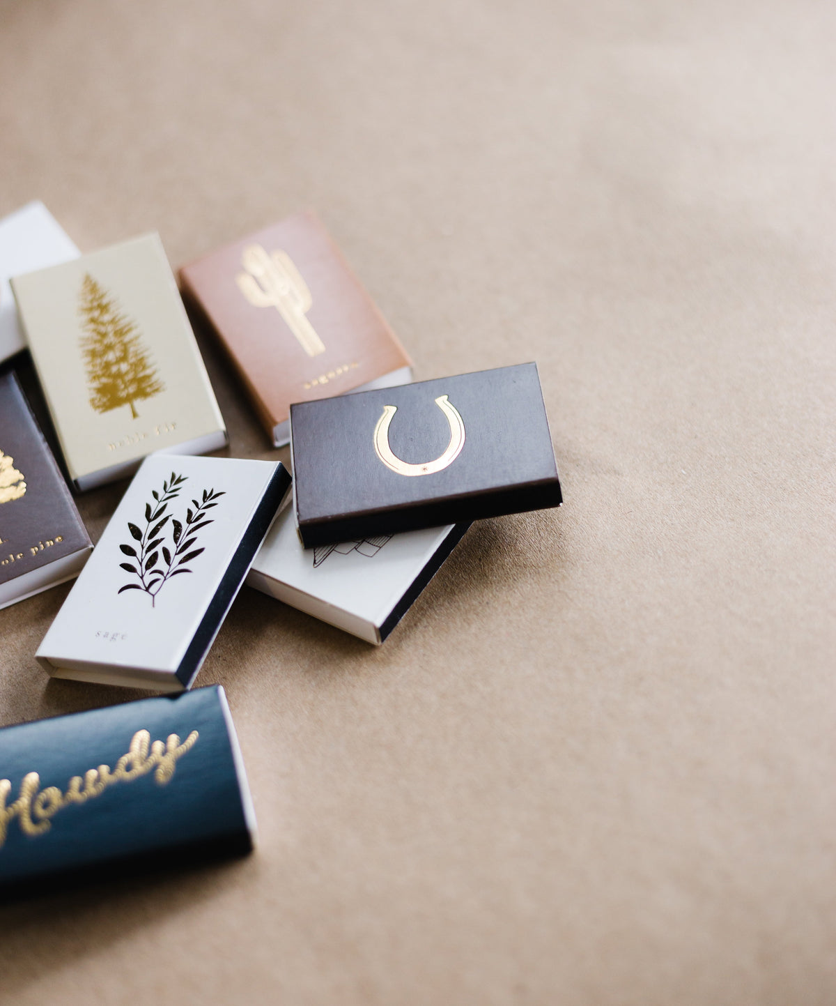 Saguaro Cactus Gold Foil Embossed Match Box | Desert Candle Accessory