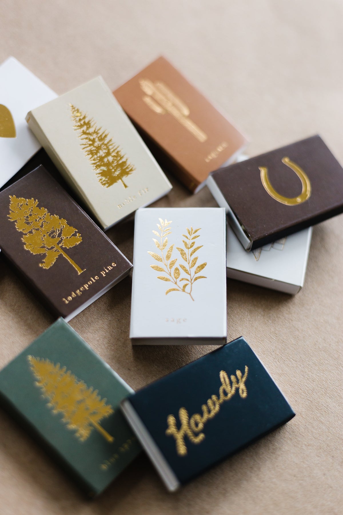 Saguaro Cactus Gold Foil Embossed Match Box | Desert Candle Accessory