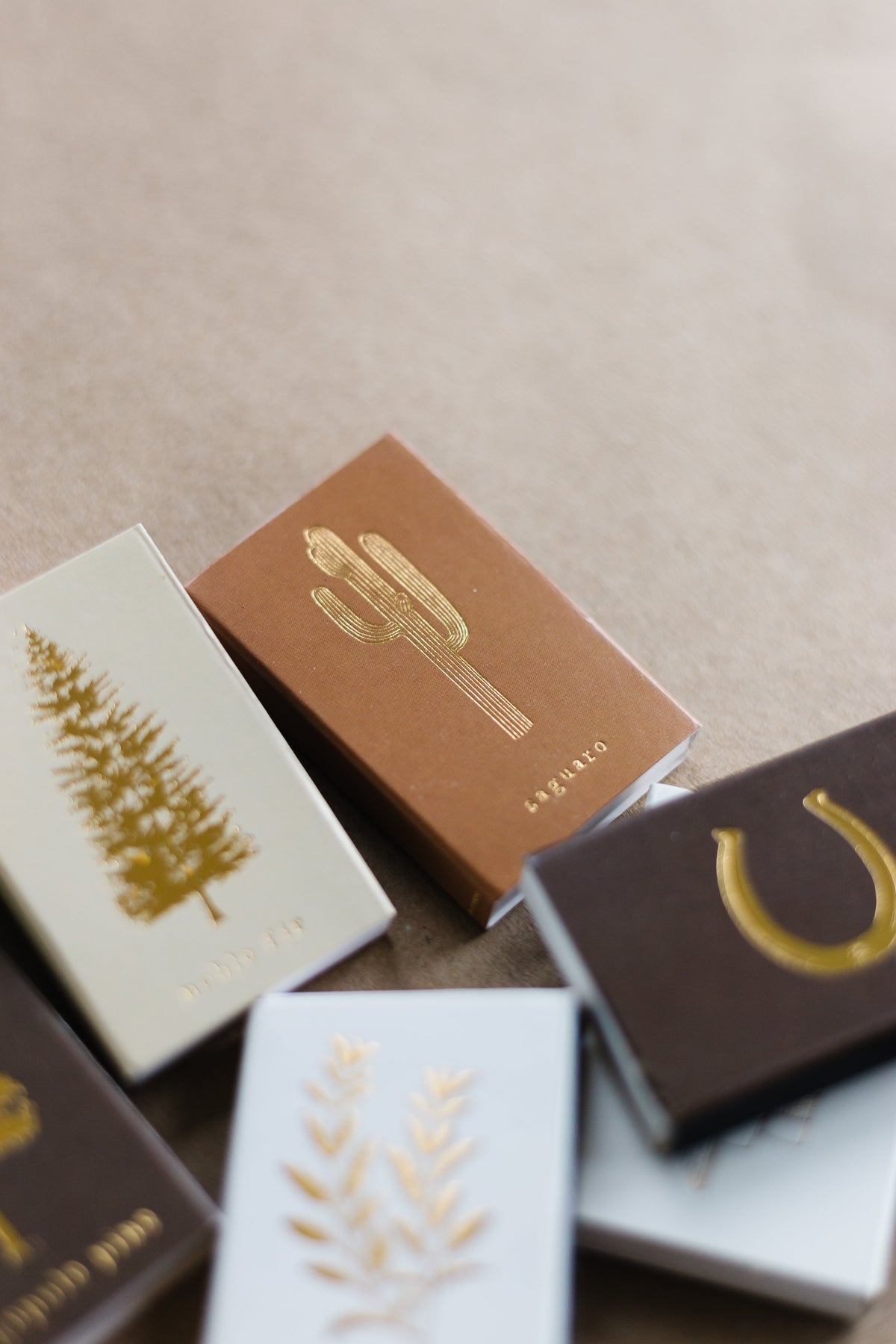Saguaro Cactus Gold Foil Embossed Match Box | Desert Candle Accessory