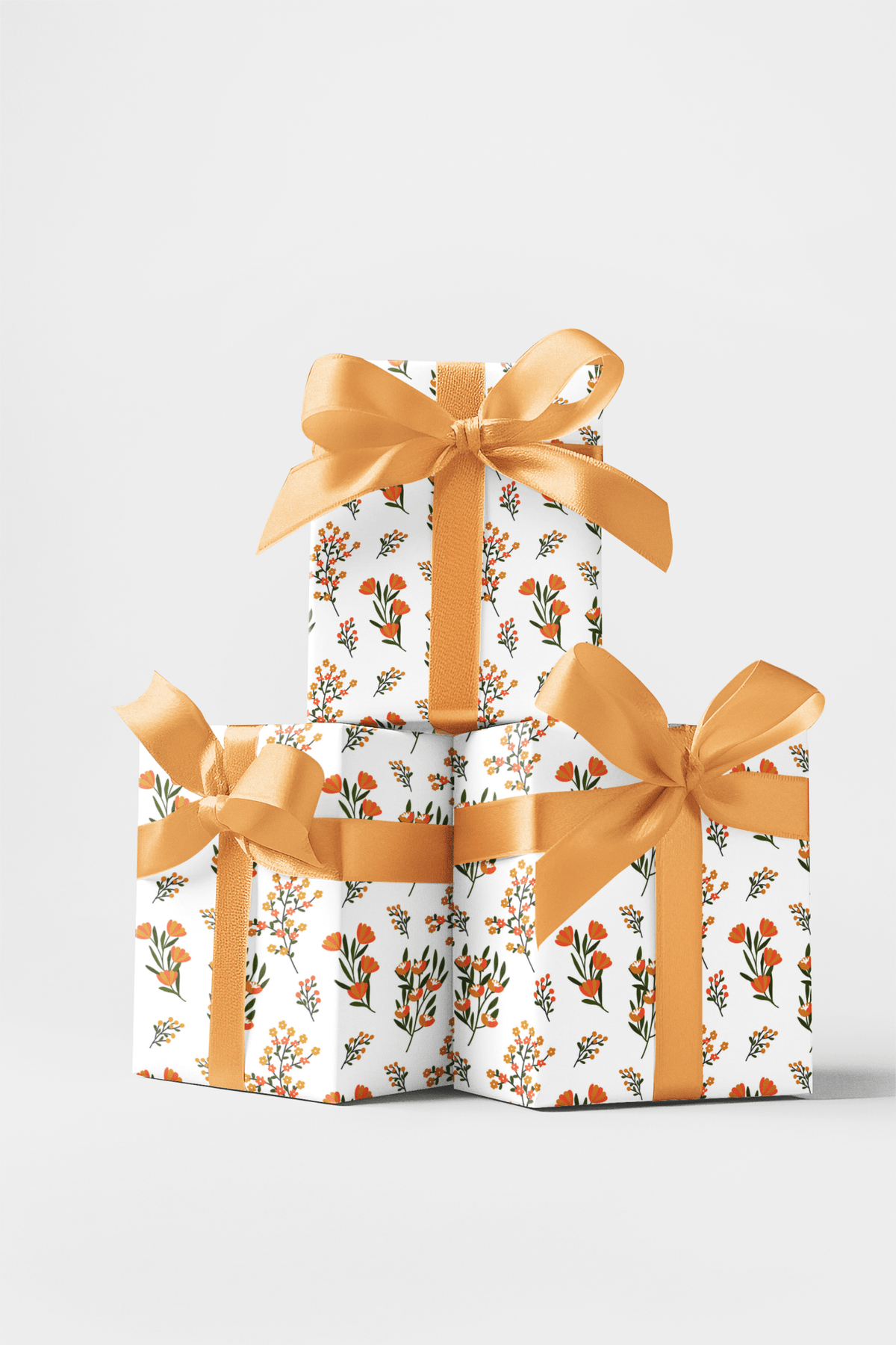 Orange Wild Flowers Wrapping Paper